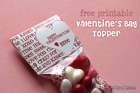 Valentine's Day Gift Bag Topper printable